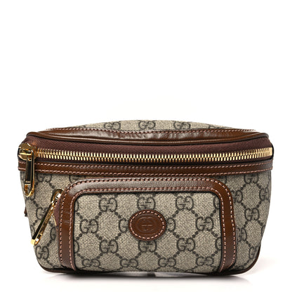 Gucci GG Supreme Monogram Textured Calfskin Retro Interlocking G Belt Bag Beige Ebony Brown Sugar 1 of 11