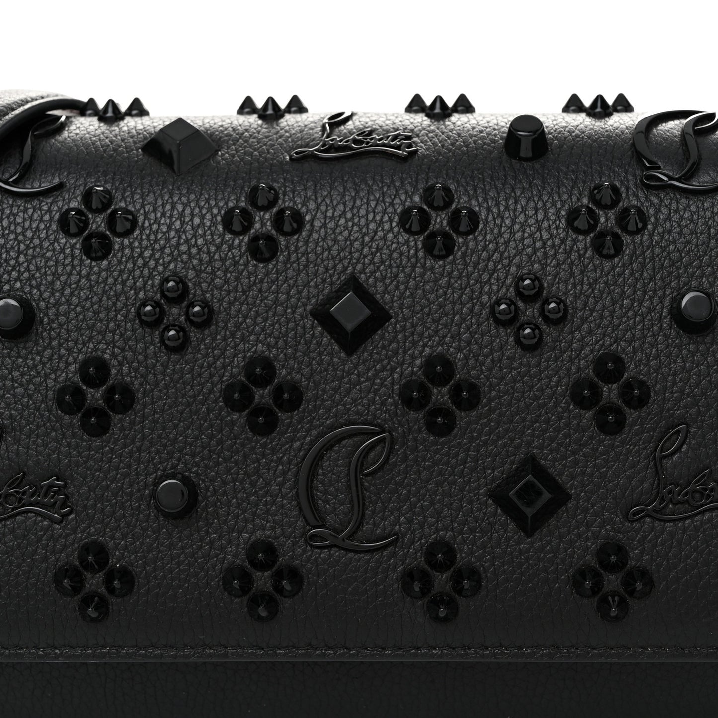 Calfskin Spikes Loubinthesky Paloma Clutch Black