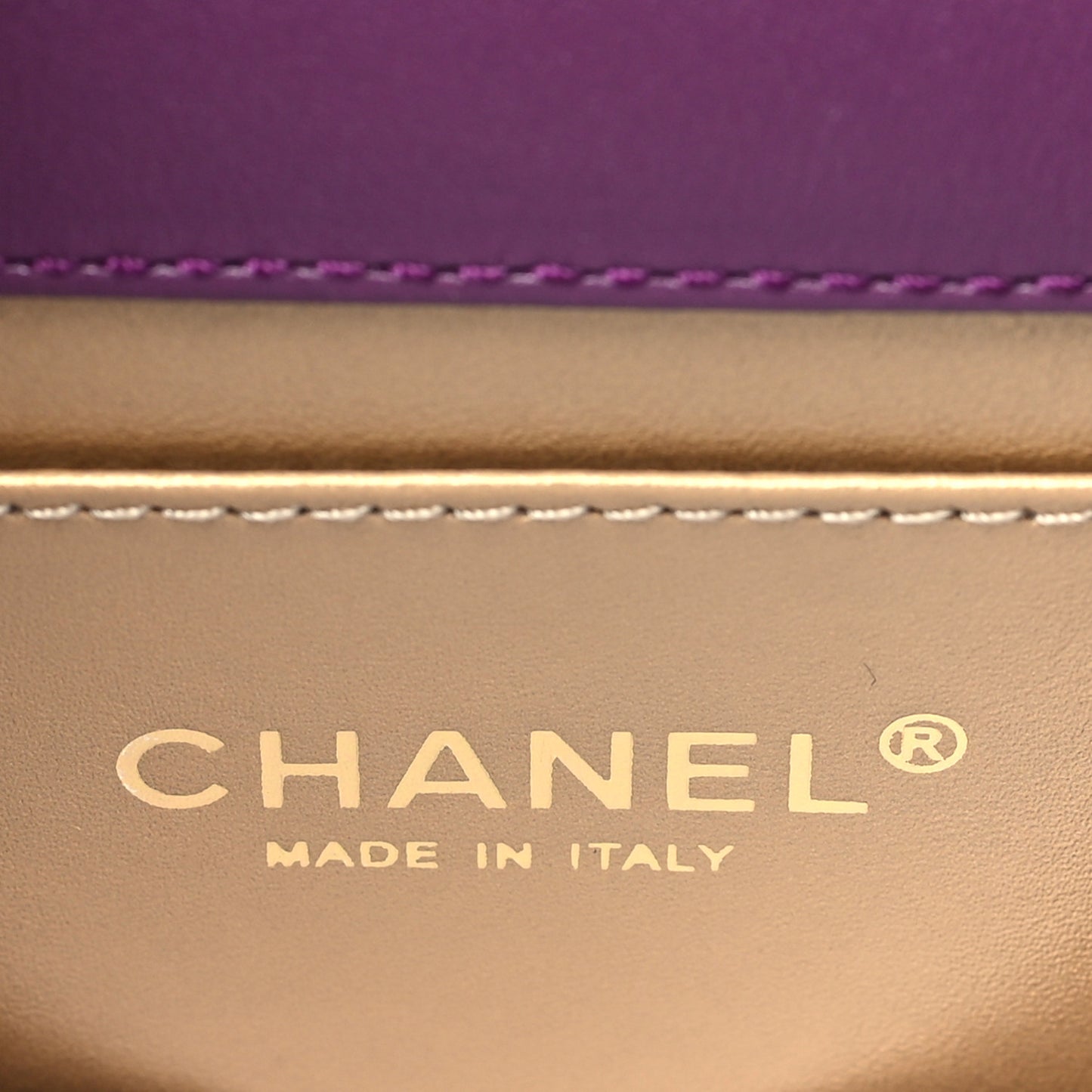 Calfskin Resin Quilted Mini Flap Purple