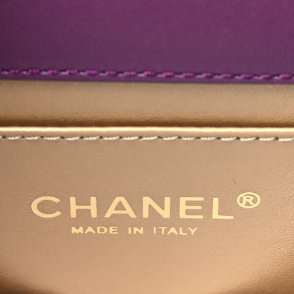 Chanel Calfskin Resin Quilted Mini Flap Purple 6 of 12