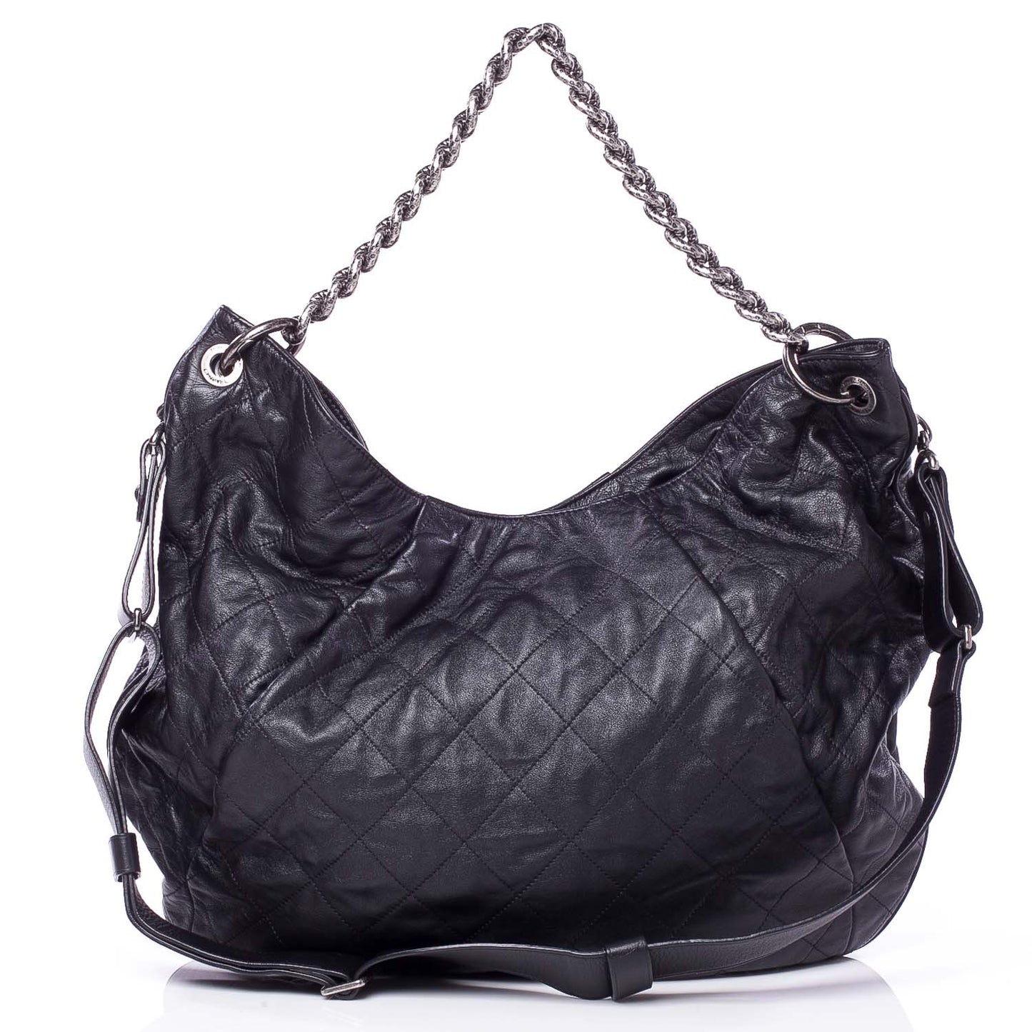 Calfskin Coco Pleats Hobo Black