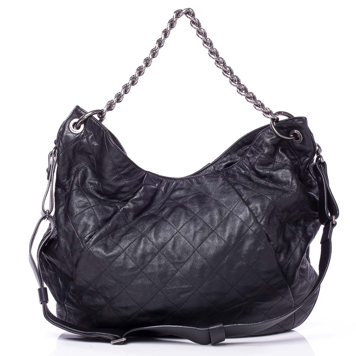 Chanel Calfskin Coco Pleats Hobo Black 4 of 9
