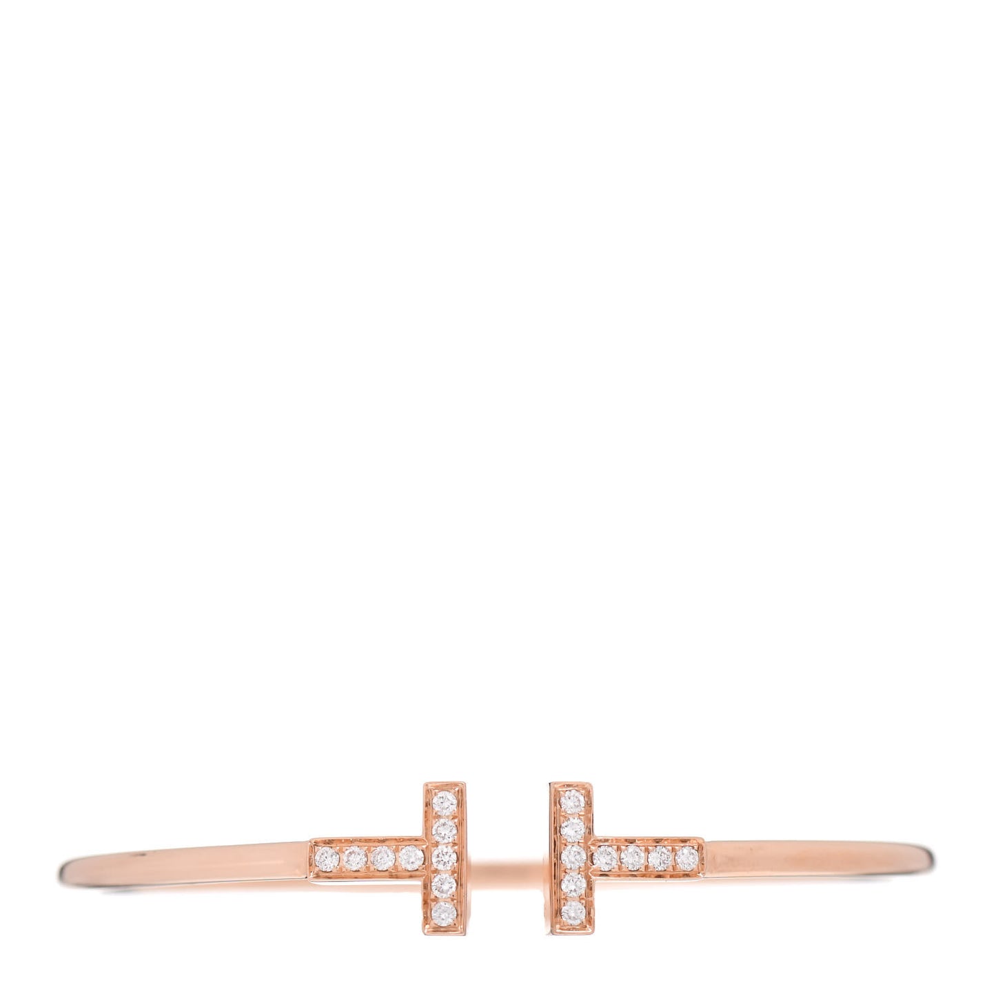 18K Rose Gold Diamond T Wire Bracelet