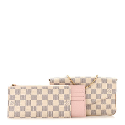 Louis Vuitton Damier Azur Pochette Felicie Chain Wallet Rose Ballerine 3 of 10