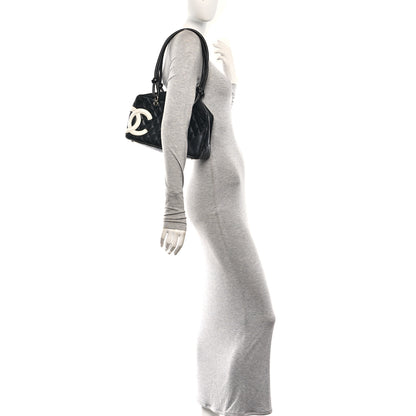 Chanel Calfskin Quilted Large Cambon Bowler Black White 2 of 10