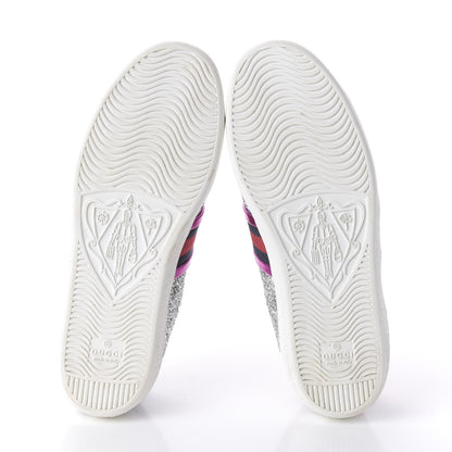Gucci Glitter Web Womens Ace Sneakers 37 Silver 5 of 10