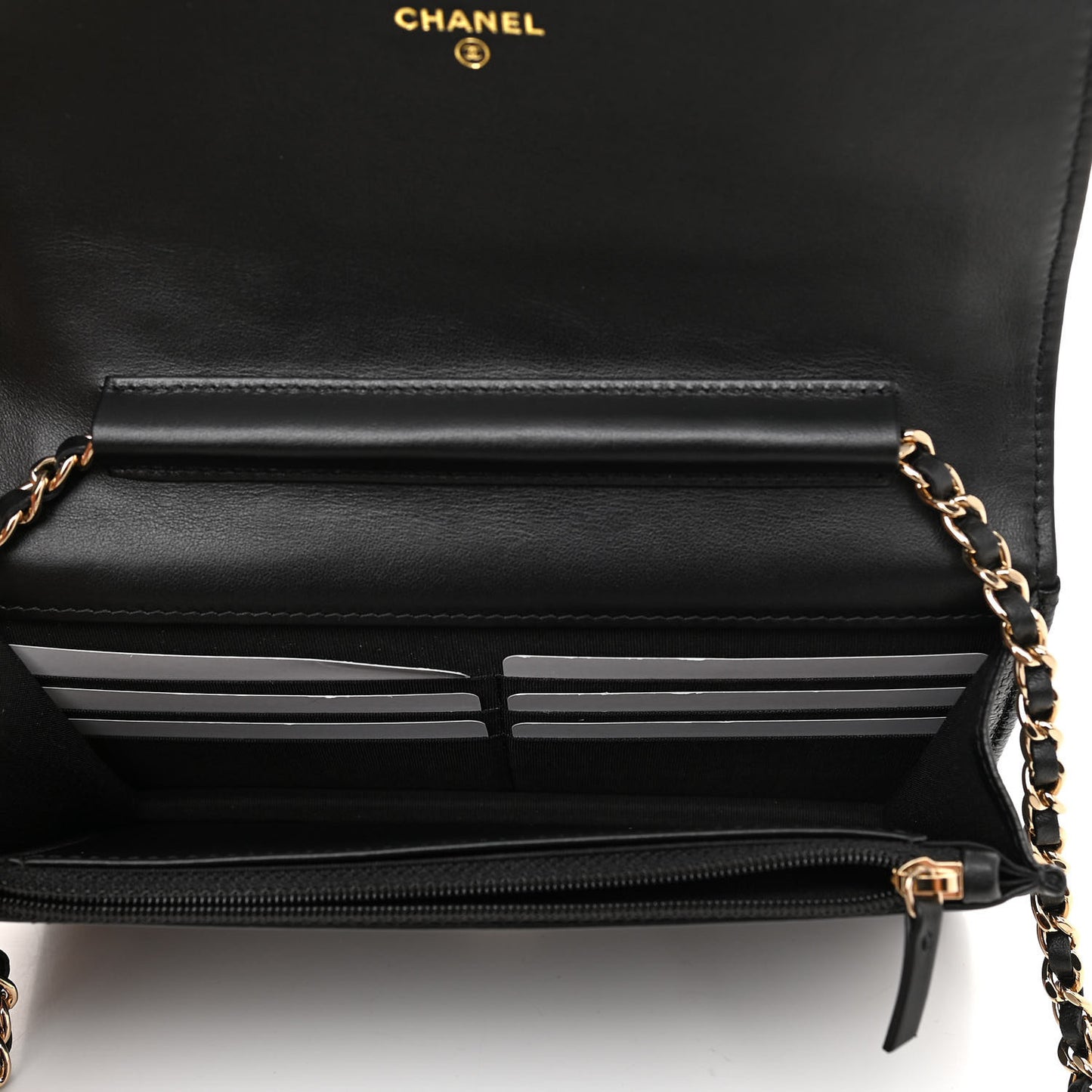Caviar Camellia Embossed Wallet On Chain WOC Black