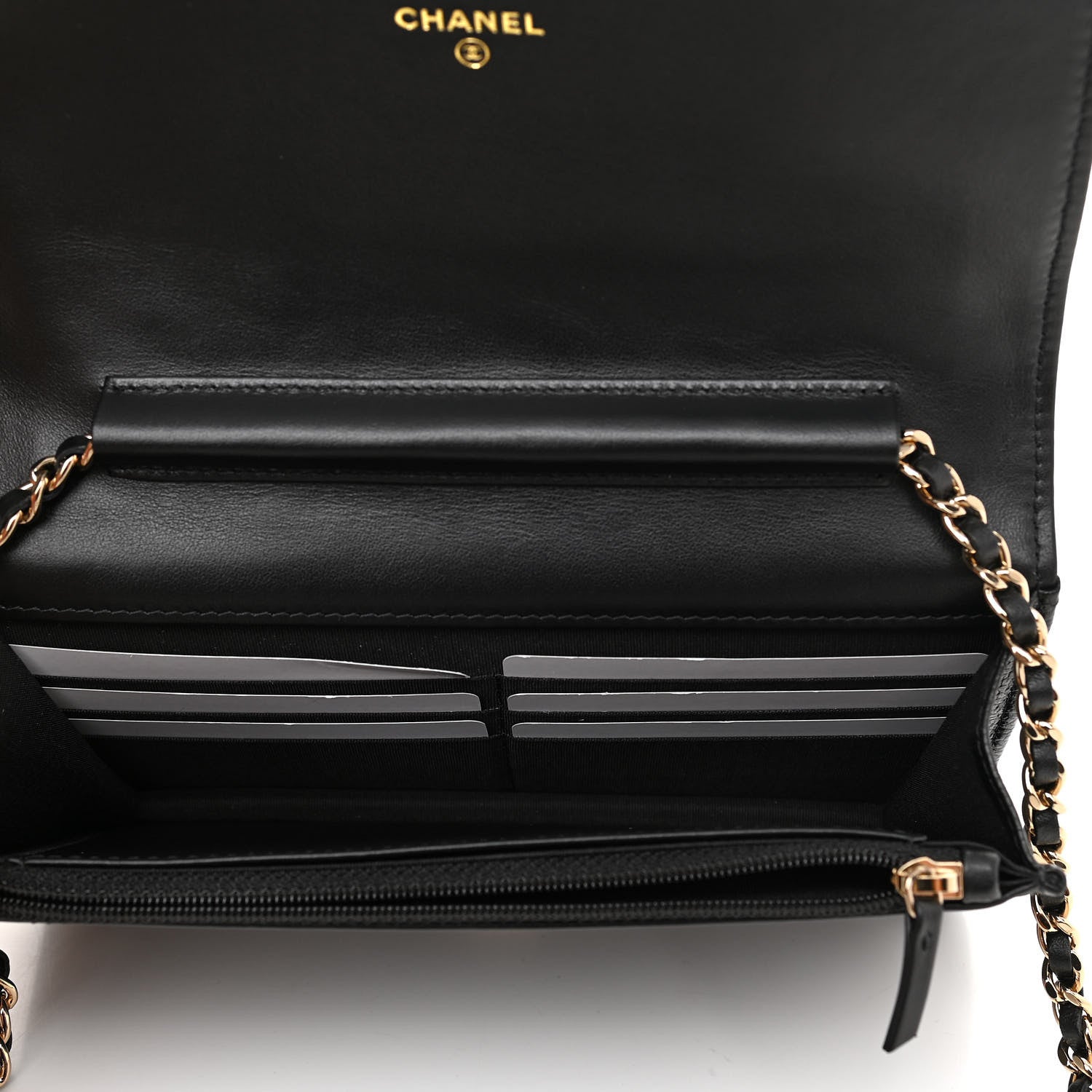 Chanel Caviar Camellia Embossed Wallet On Chain WOC Black 4 of 11