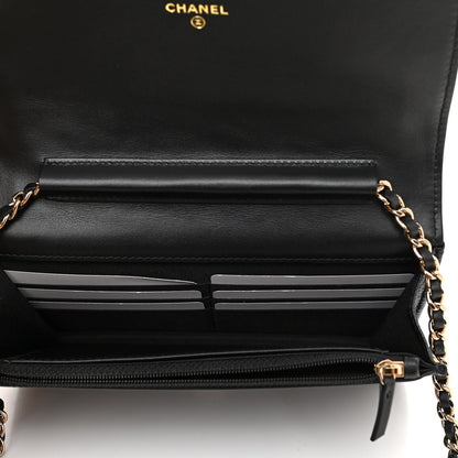 Chanel Caviar Camellia Embossed Wallet On Chain WOC Black 4 of 11