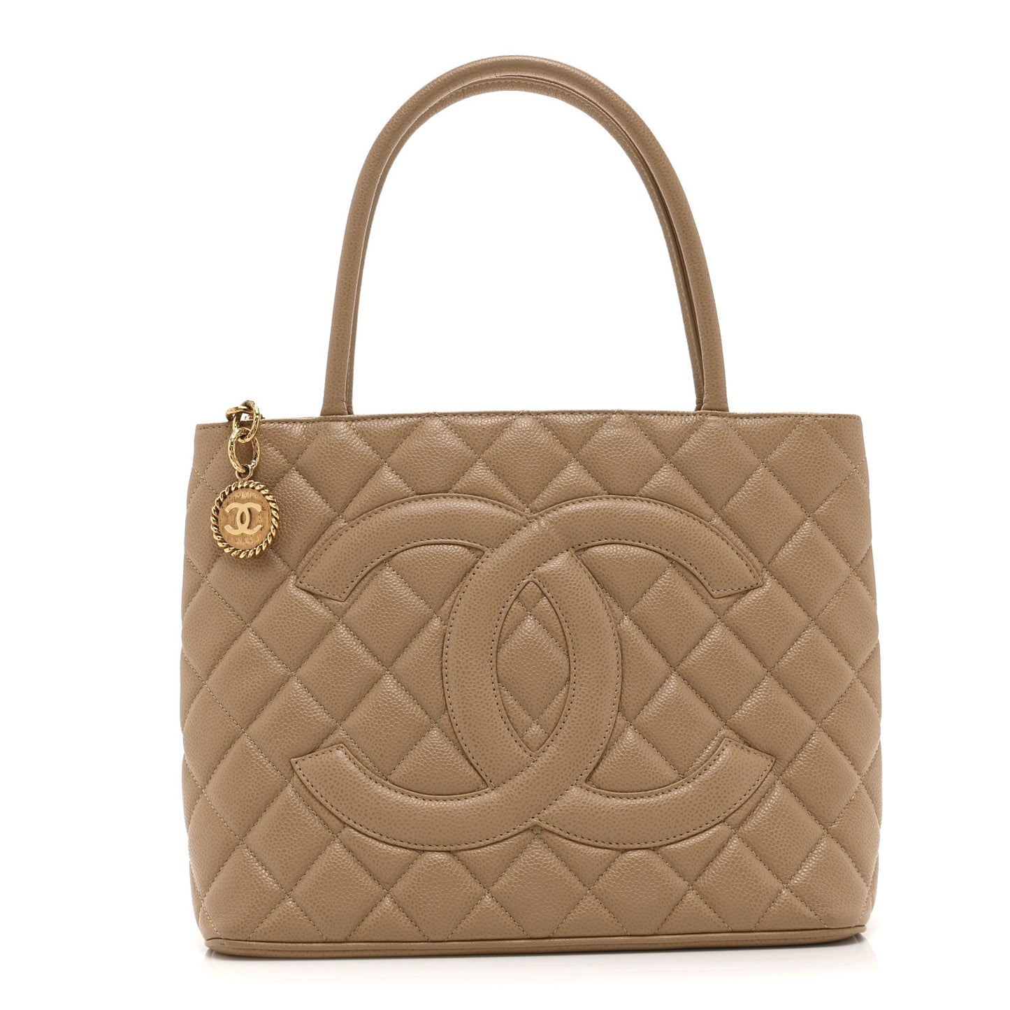 Caviar Quilted Medallion Tote Beige