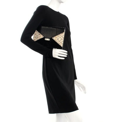 Celine Python Suede Calfskin Diamond Clutch Black 2 of 7