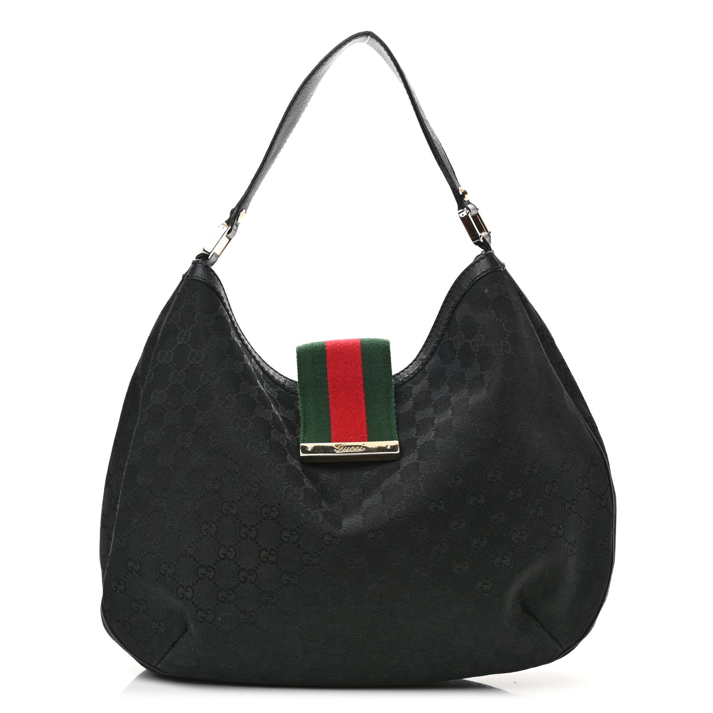 Monogram Large New Ladies Web Hobo Black