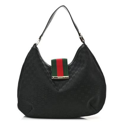 Gucci Monogram Large New Ladies Web Hobo Black 1 of 12