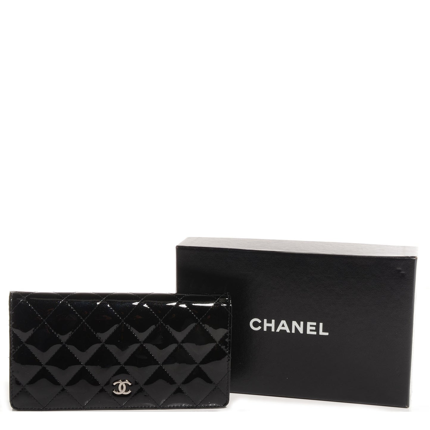Glitter Patent Yen Wallet Black
