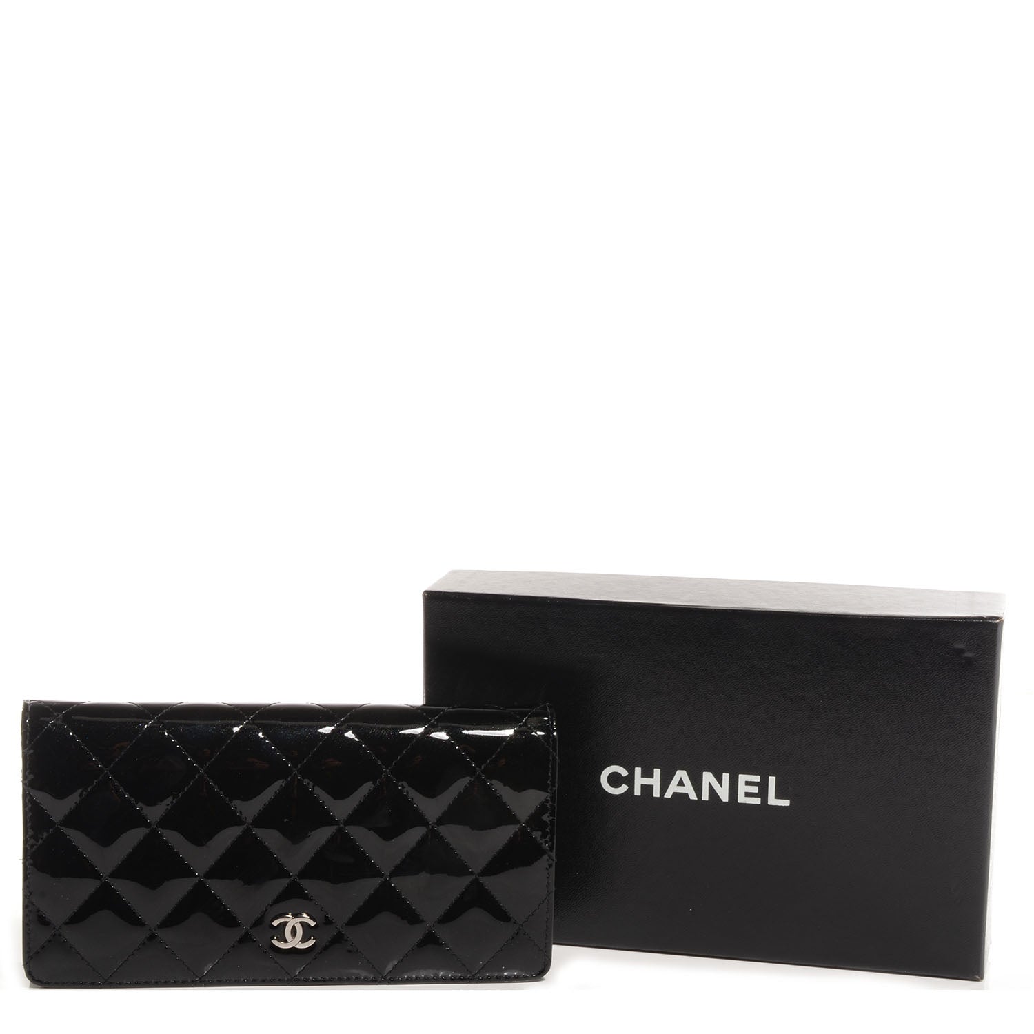 Chanel Glitter Patent Yen Wallet Black 5 of 9