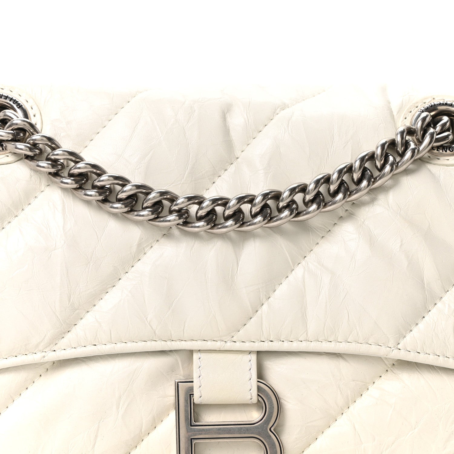 Balenciaga Crushed Calfskin Quilted Small Crush Chain Bag Optic White 8 of 10
