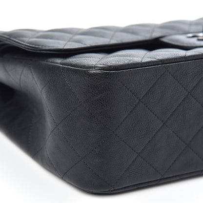 Chanel Crumpled Calfskin Quilted Jumbo Double Flap So Black 8 of 12