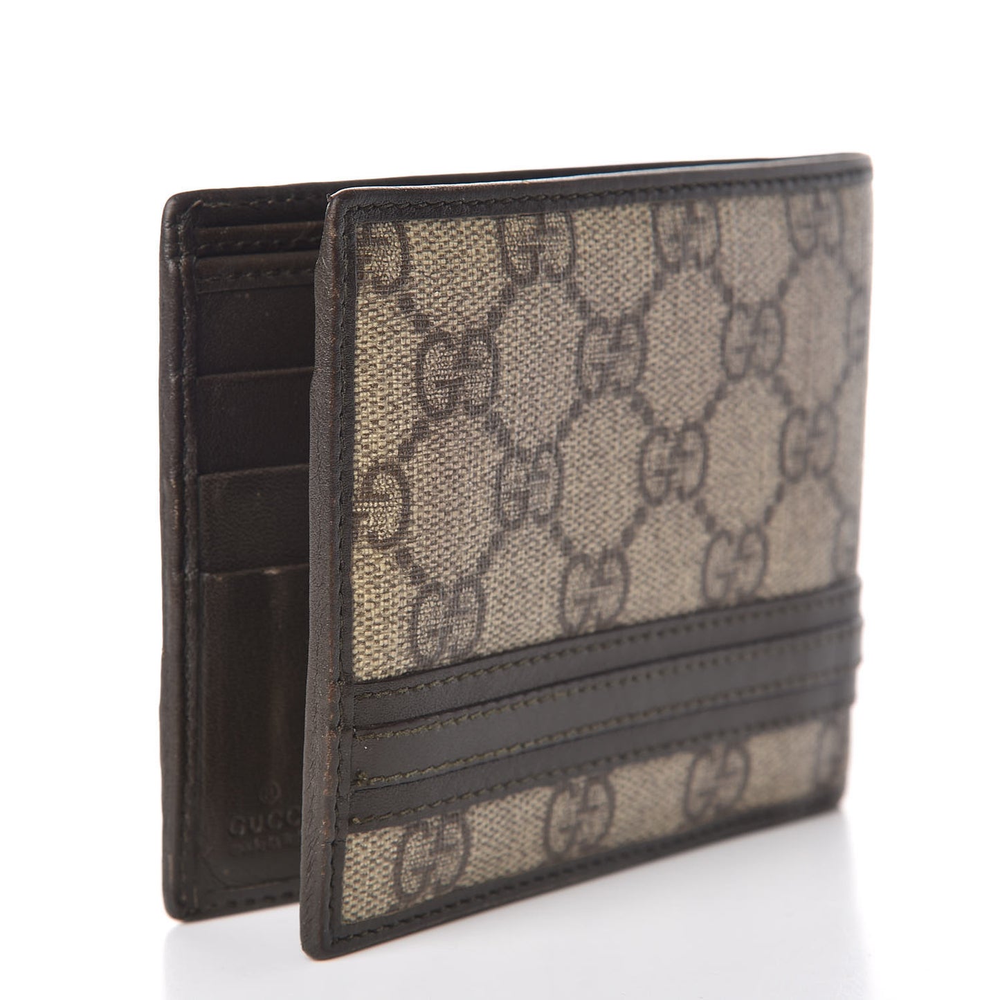 GG Supreme Monogram Bi-Fold Wallet Brown