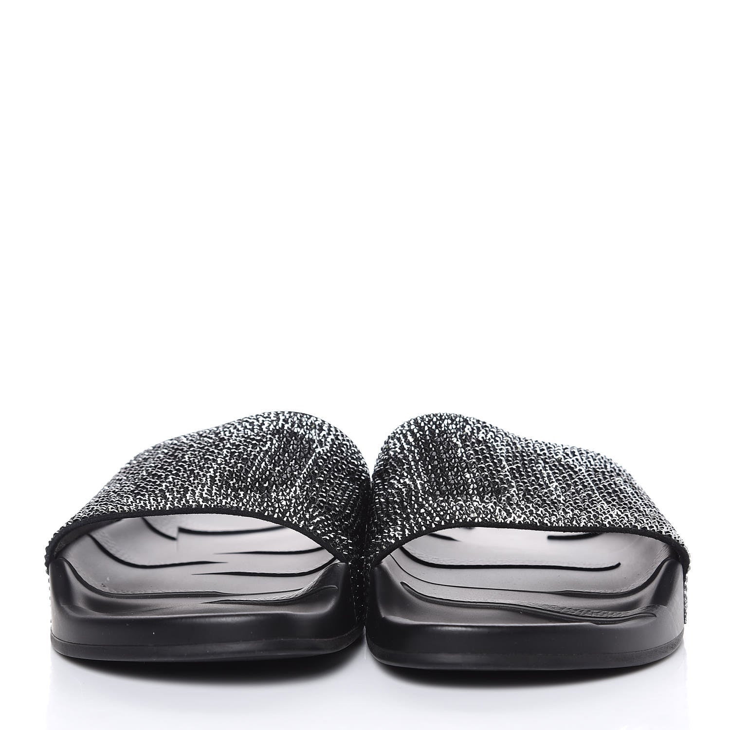 Jimmy Choo Crystal Pool Slide Sandals 38 Black 2 of 7