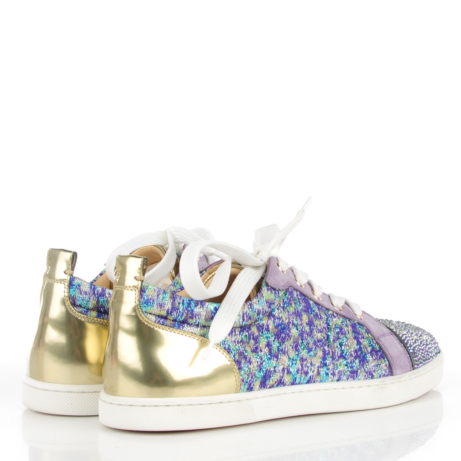 Christian Louboutin Crystal Metallic Suede Peacock Woven Lurex Gondolastrass Sneakers 40.5 Version Digitale 5 of 10