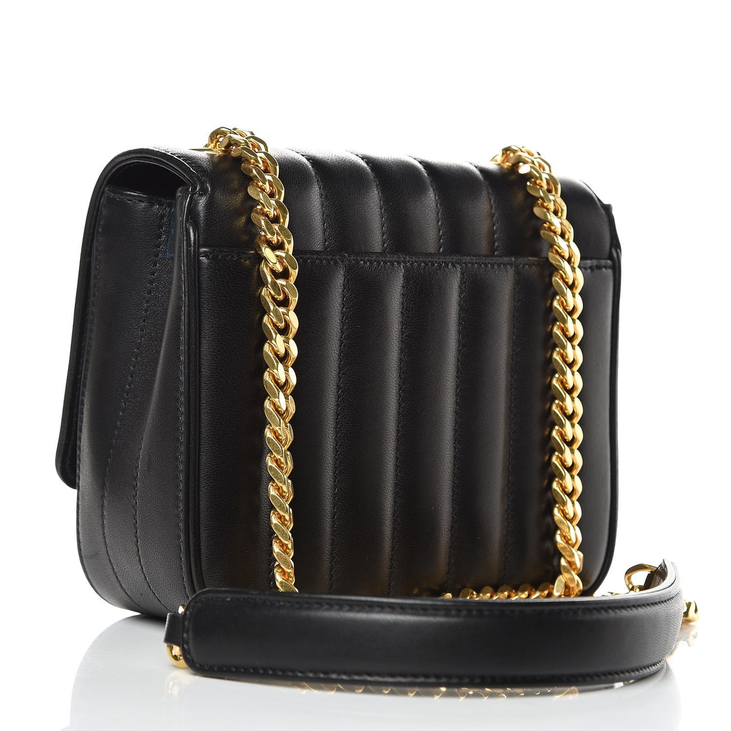 Lambskin Matelasse Monogram Small Vicky Chain Bag Black