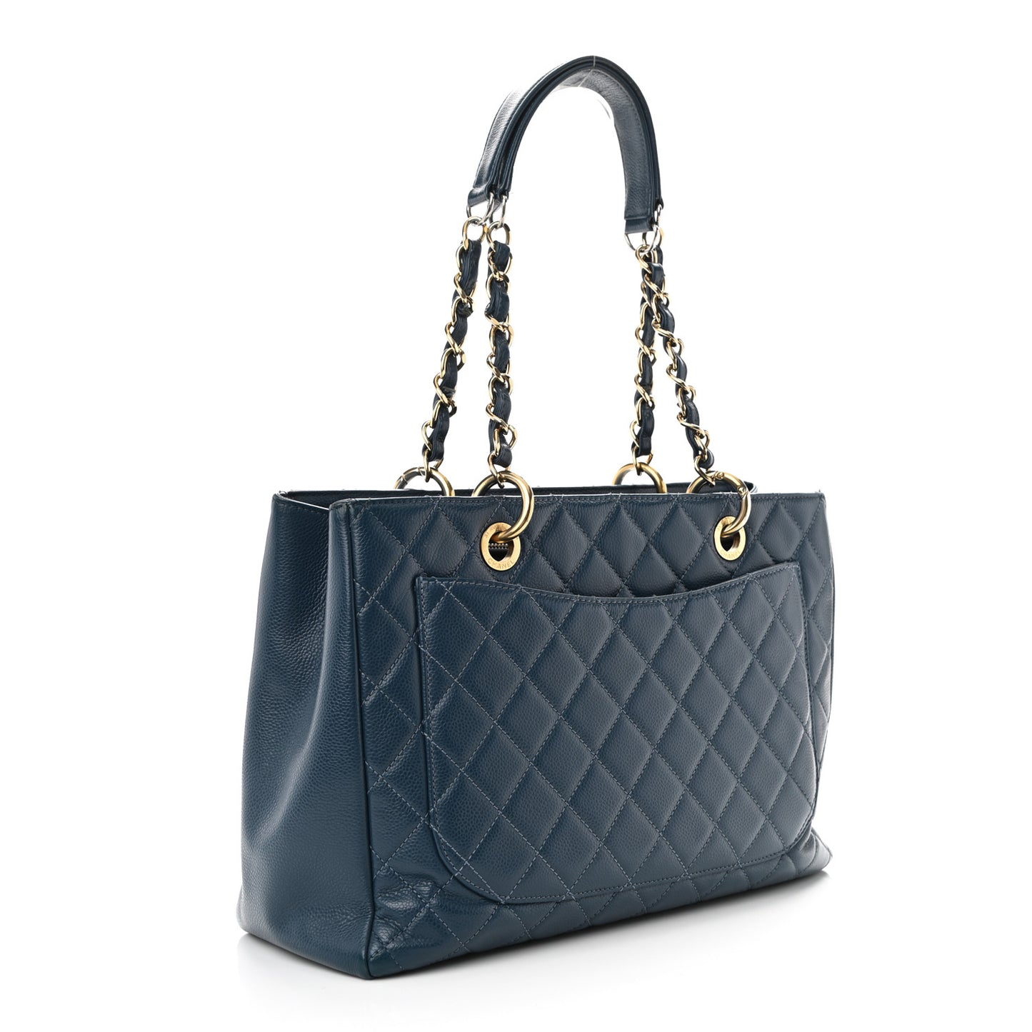 Caviar Quilted Grand Shopping Tote GST Dark Blue