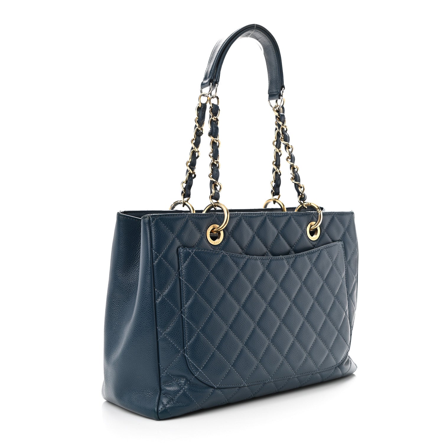 Chanel Caviar Quilted Grand Shopping Tote GST Dark Blue 3 of 15
