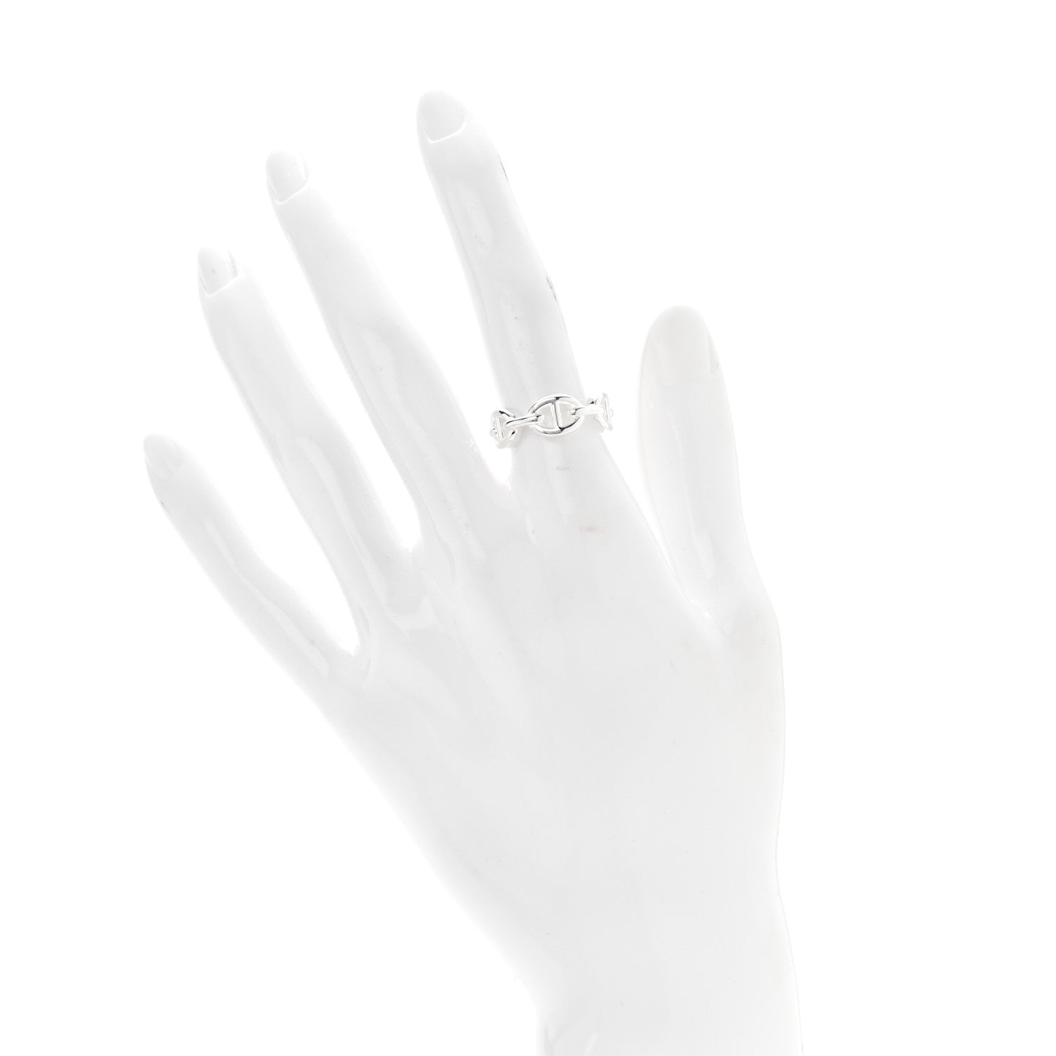 Hermes Sterling Silver PM Chaine d'Ancre Enchainee Band Ring 50 5.25 2 of 6