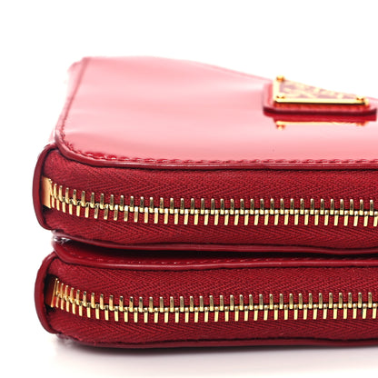 Prada Spazzolato Mini Triangle Chain Crossbody Pouch Cherry 10 of 12