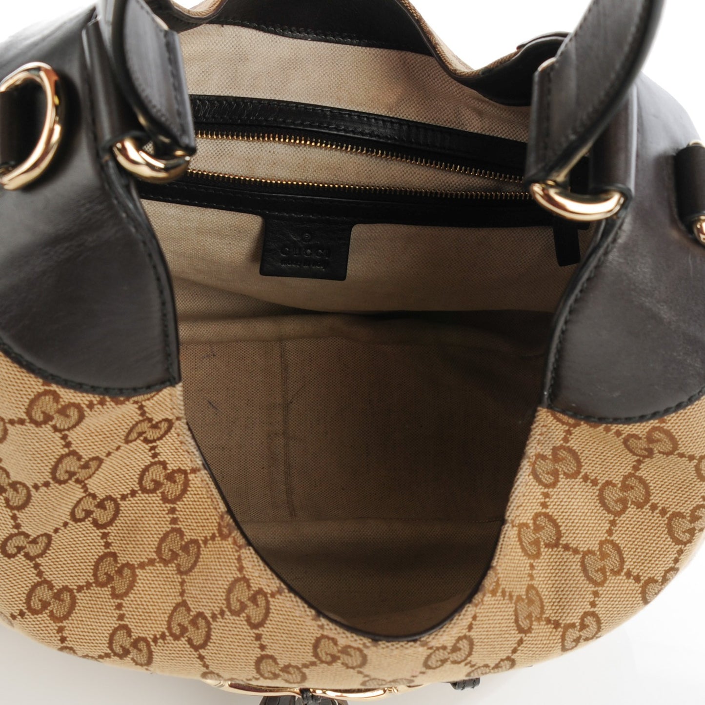 Monogram Margaux Calfskin Medium Emily Hobo Beige Ebony Cocoa
