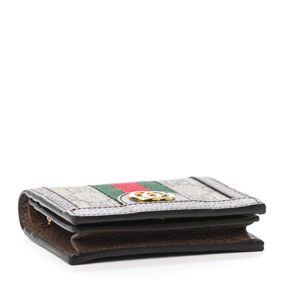 Gucci GG Supreme Monogram Web Ophidia Card Case Beige New Acero 3 of 5