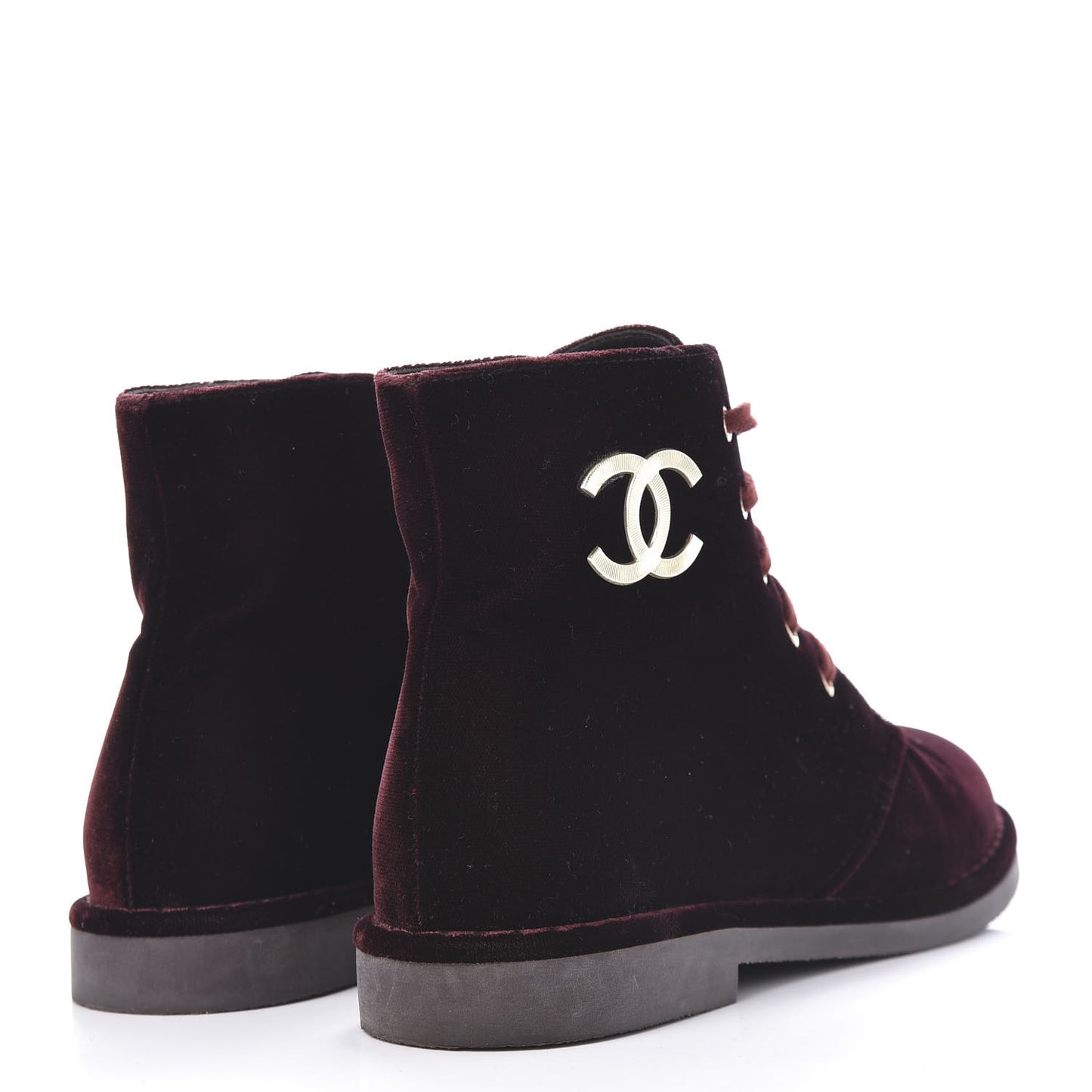 Velvet CC Lace Up Boots 36.5 Burgundy