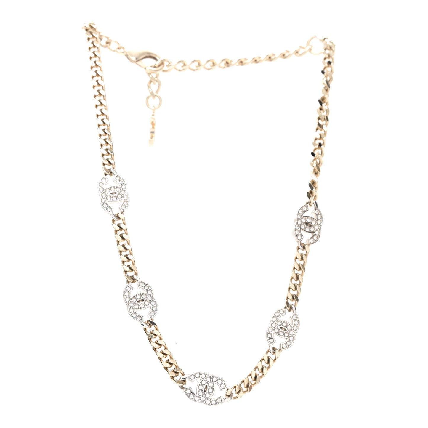 Crystal Chain CC Link Choker Gold Silver