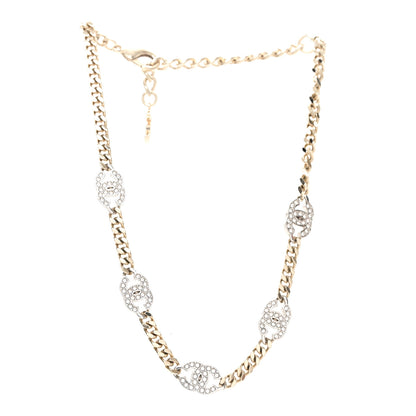 Chanel Crystal Chain CC Link Choker Gold Silver 3 of 5