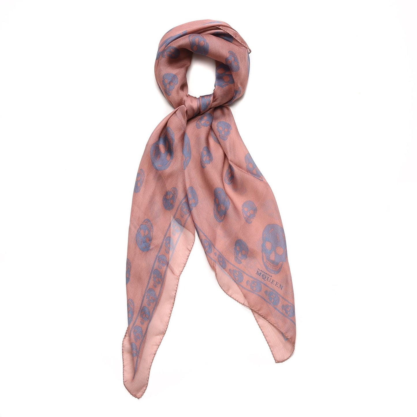 Silk Chiffon Skull Scarf Coral Blue