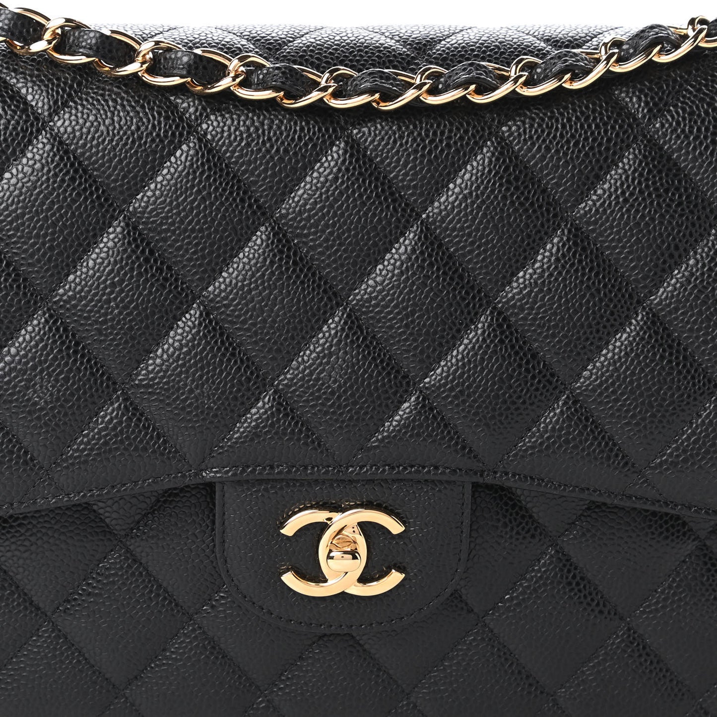 Caviar Quilted Jumbo Double Flap Black