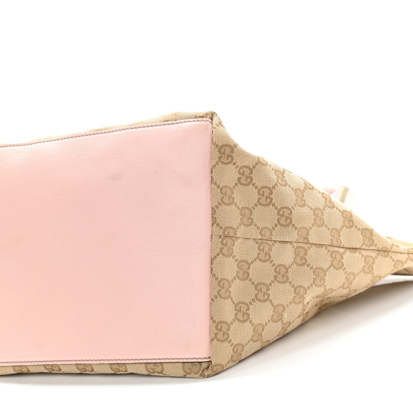 GG Monogram Medium Web Handle Bucket Tote Pink Blue