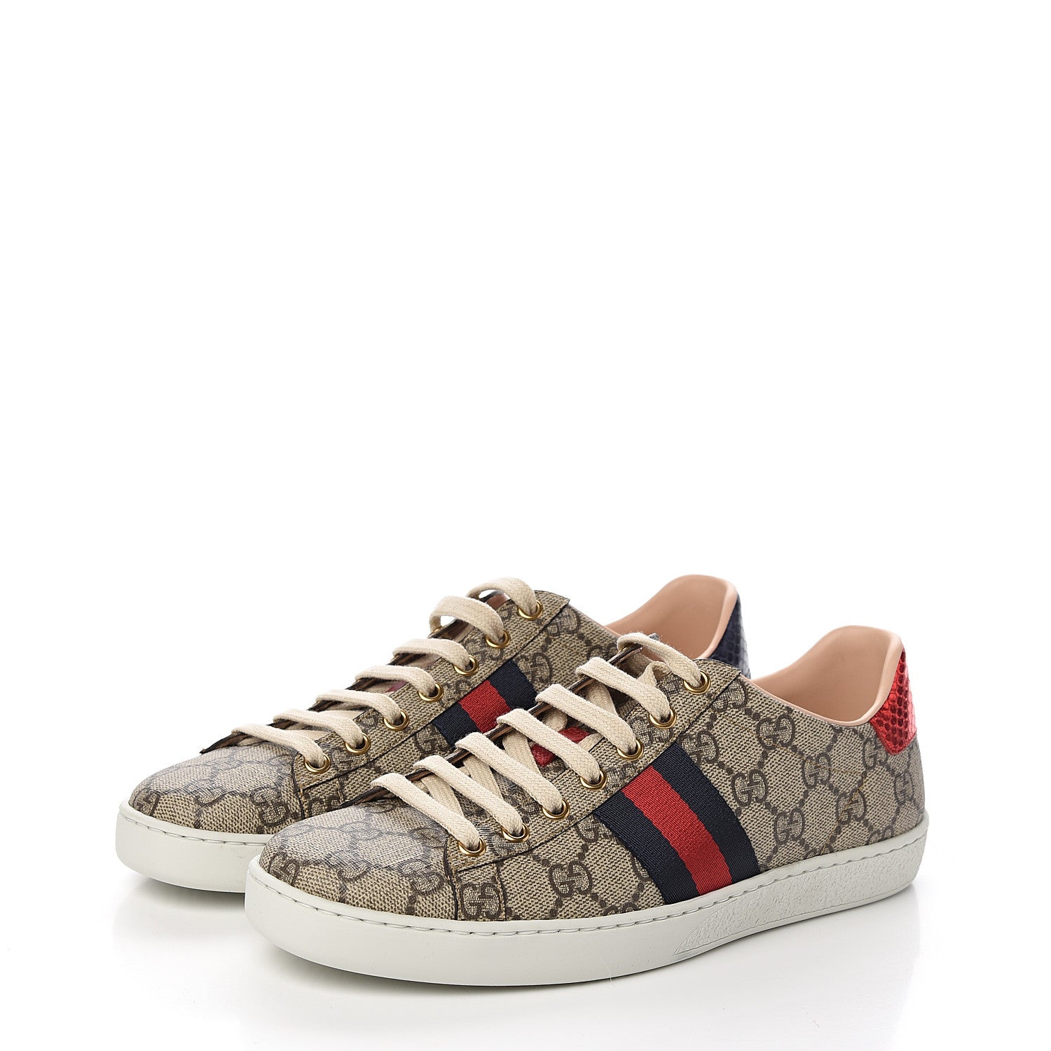 Gucci GG Supreme Monogram Womens Ace Low-Top Sneaker 37.5 Beige 3 of 9