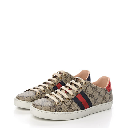 Gucci GG Supreme Monogram Womens Ace Low-Top Sneaker 37.5 Beige 3 of 9