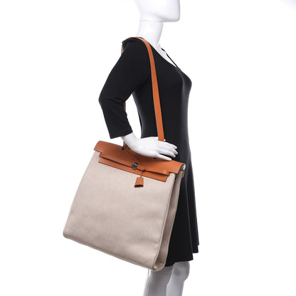 Hermes Toile Vache Calfskin Herbag 40 GM Natural 2 of 15