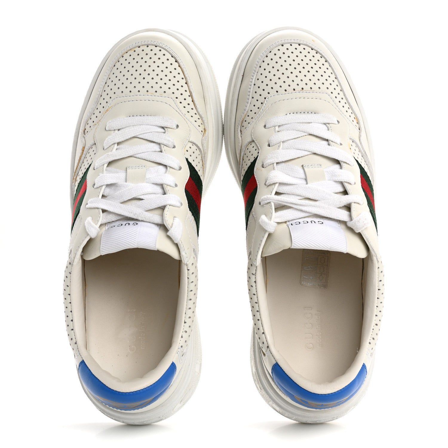 Gucci Calfskin Web Perforated Womens Platform 55mm Sneakers 40 White Bright Splash 2 of 18