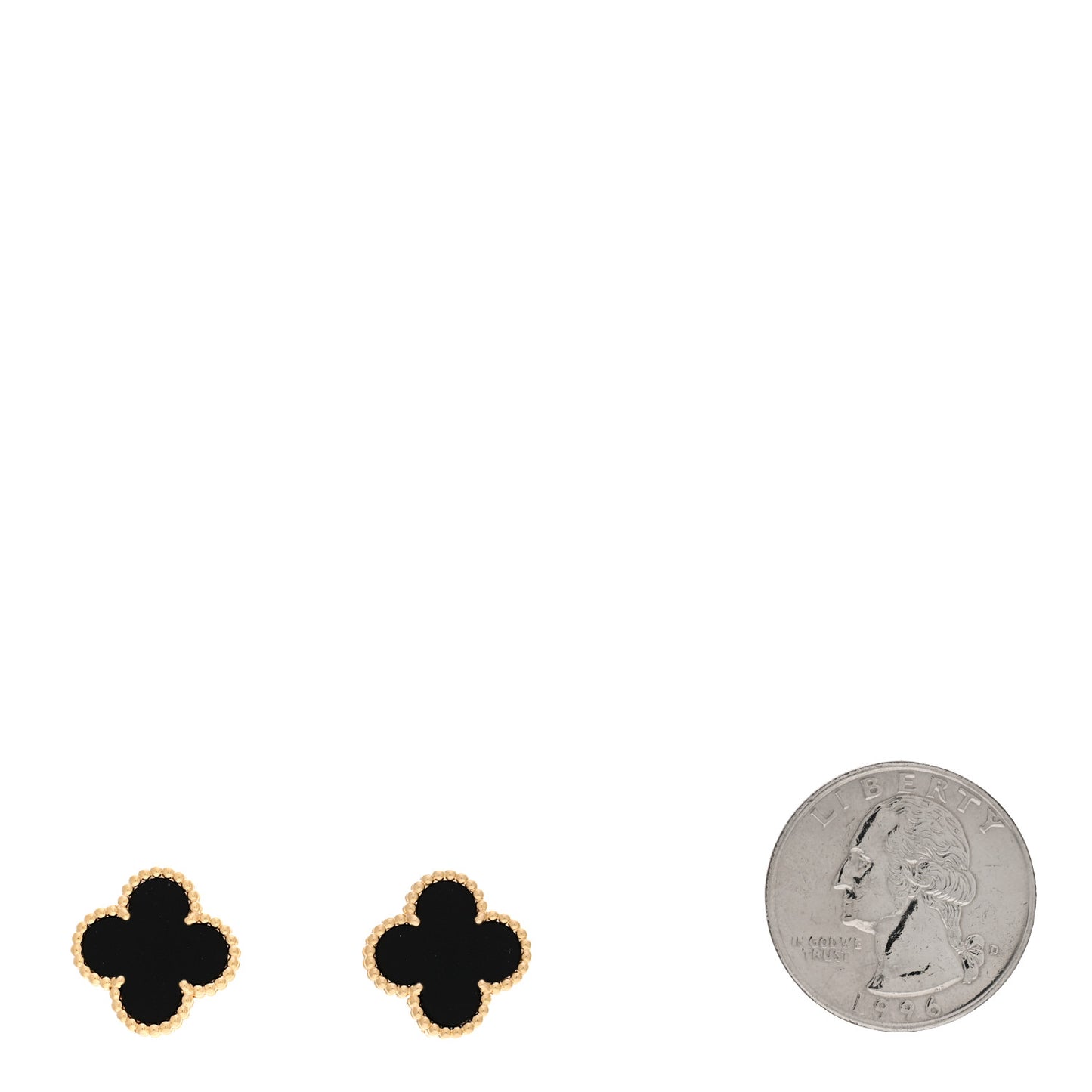 18K Yellow Gold Black Onyx Vintage Alhambra Earrings