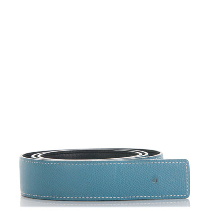 Hermes Swift Epsom 32mm H Belt Strap 90 Black Blue Jean 1 of 6