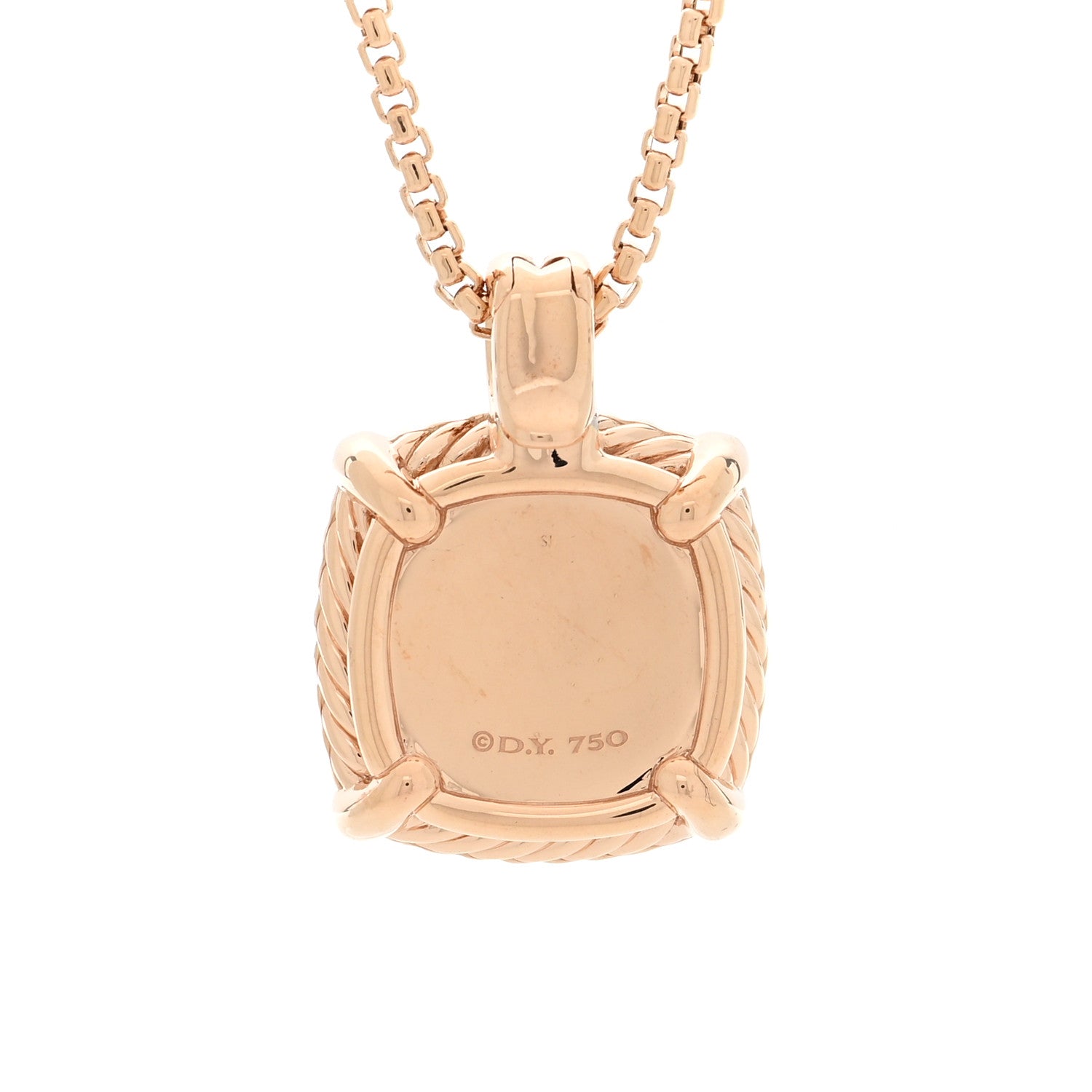 David Yurman 18K Rose Gold Diamond Morganite 14mm Chatelaine Pave Bezel Pendant Necklace 5 of 6