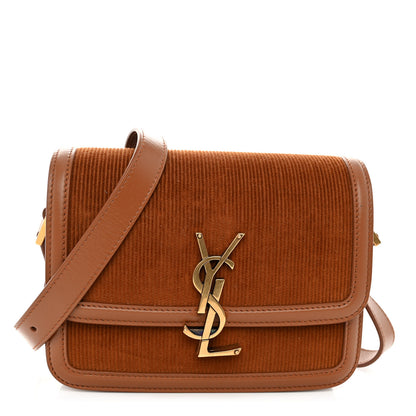 Saint Laurent Courduroy Small Solferino Satchel Brown 1 of 9
