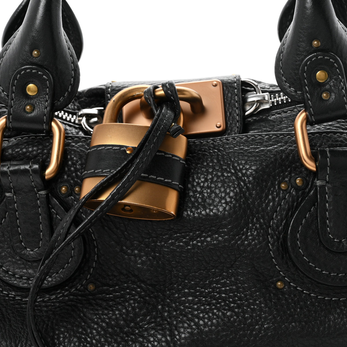 Calfskin Medium Paddington Satchel Black