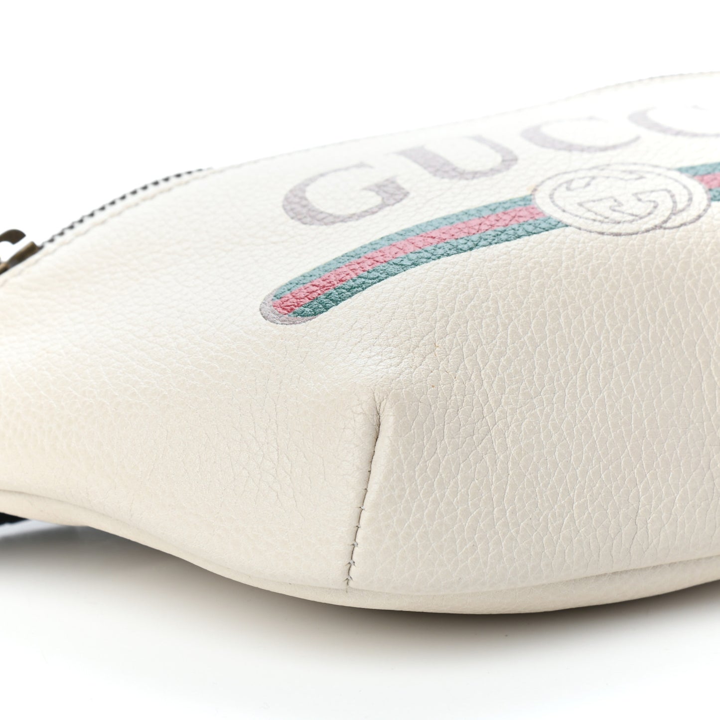 Grained Calfskin Small Logo Belt Bag White