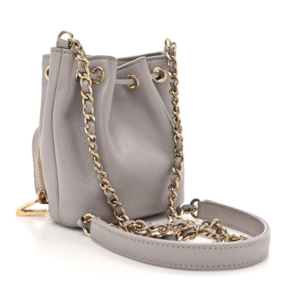 Chanel Caviar Quilted Mini CC Pocket Bucket Bag Grey 3 of 16