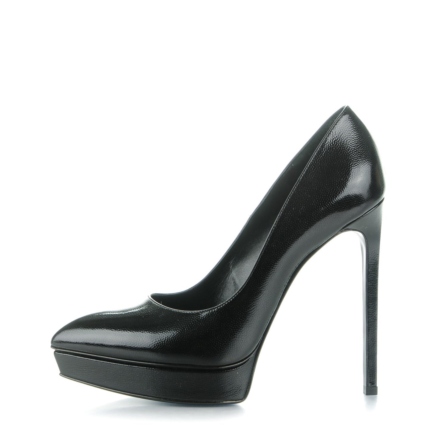 Pebbled Patent Calfskin Janis 105 Pumps 39.5 Nero Black