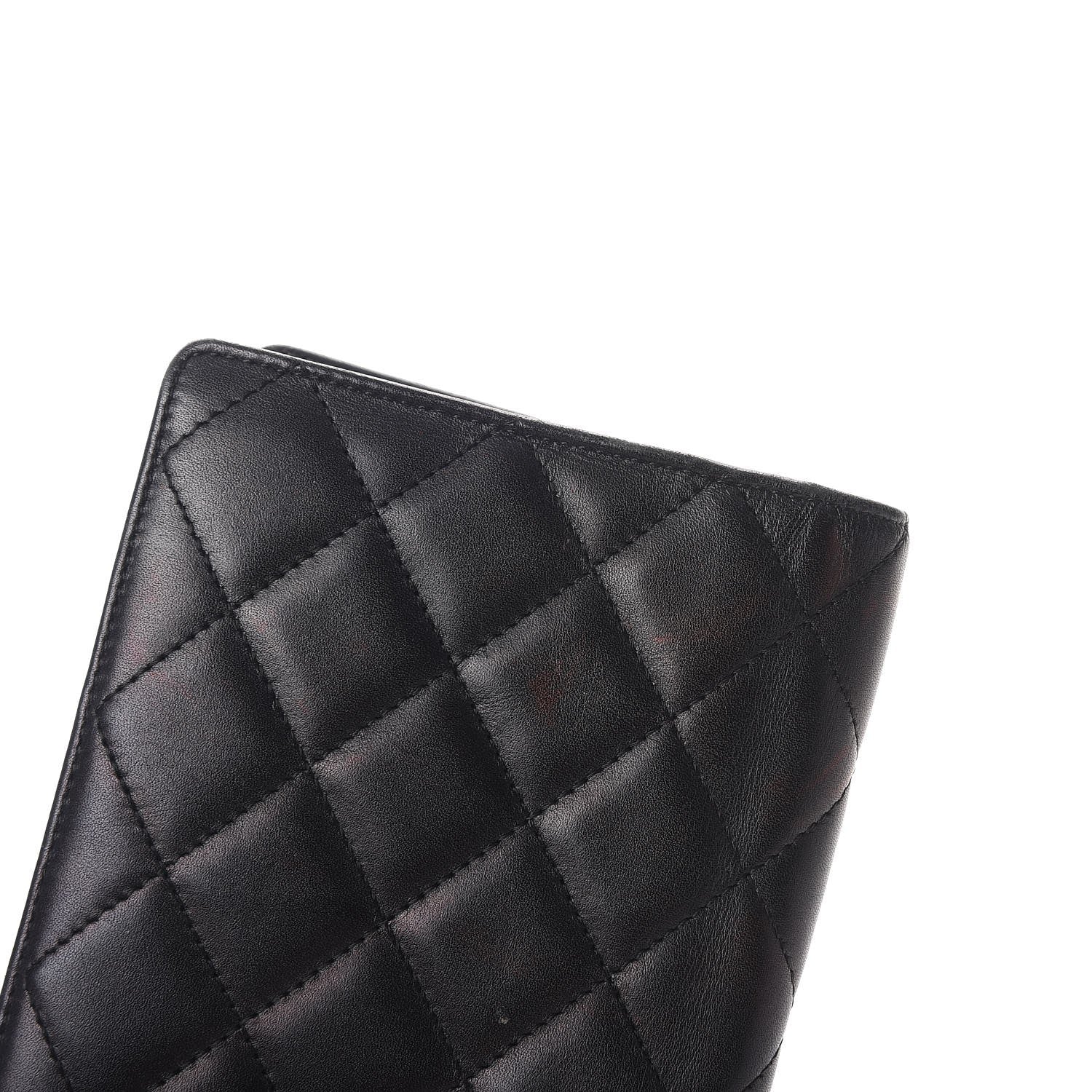 Chanel Calfskin Quilted Cambon Yen Wallet Black White 9 of 11